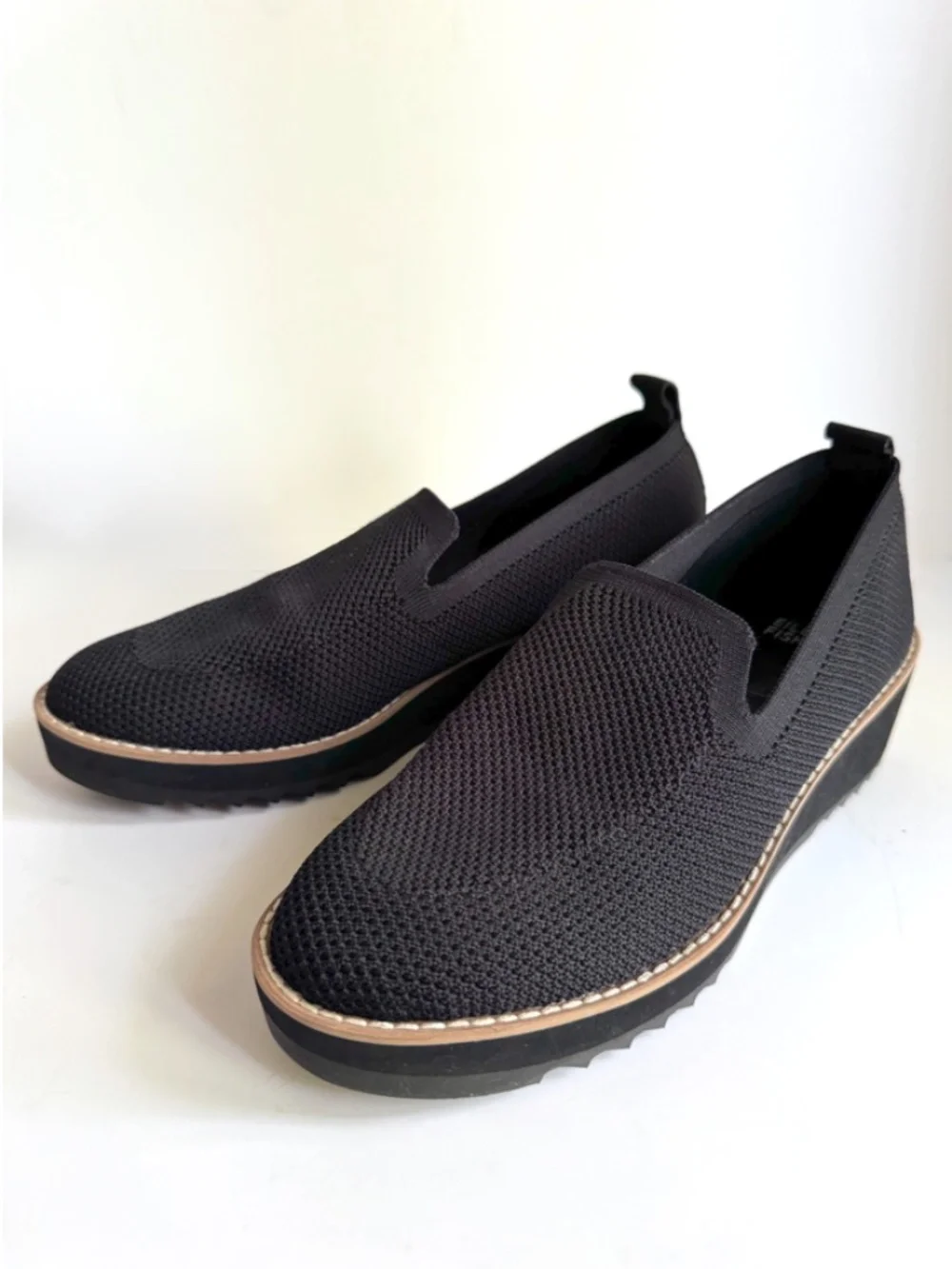 Eileen Fisher Ergos Recycled Stretch Knit Platform Loafer in Black Size 8